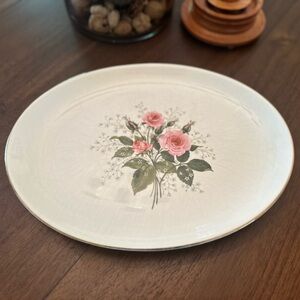 Vintage Sabin China “Cathy Rose” print Oval Ceramic Platter
